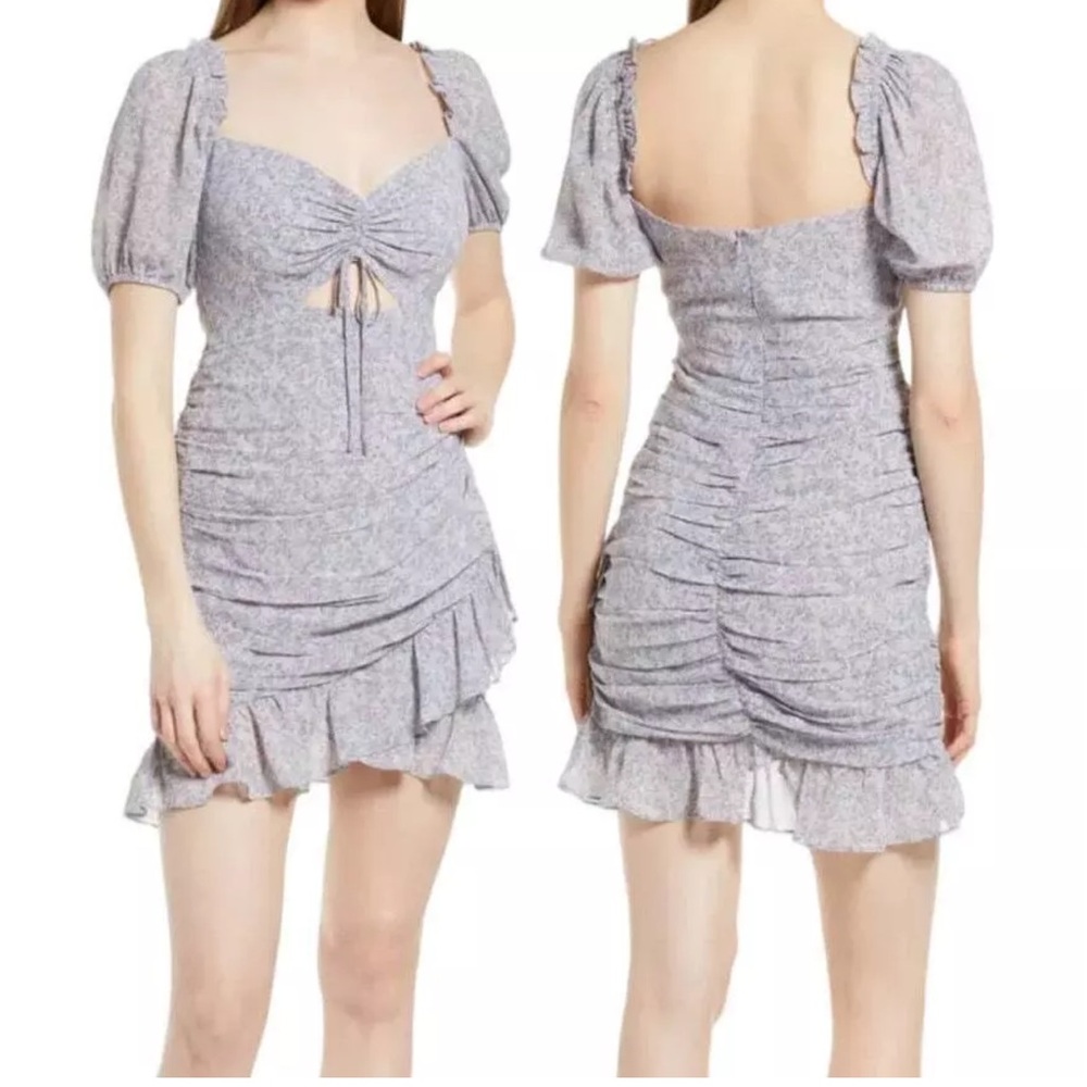 New Floret Studio dress print cutout minidress floral lilac size L